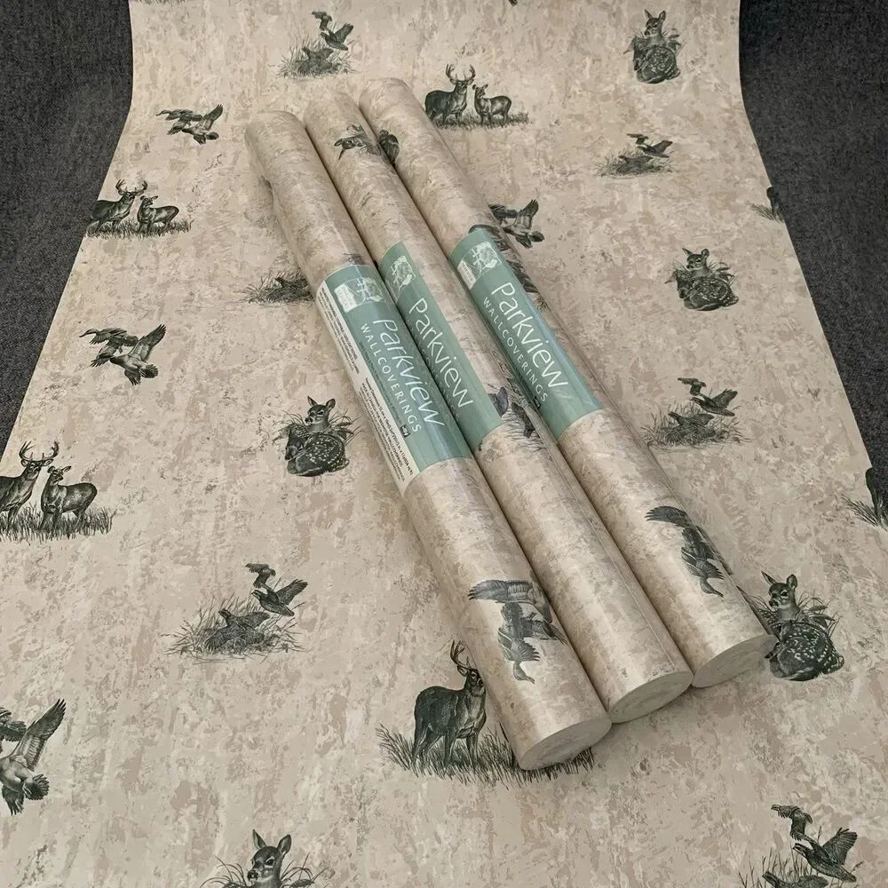 3 Count Wallpaper Pre-pasted Vinyl Deer, Doe, Buck, Fawn, Chucker, Ducks 56 sf.